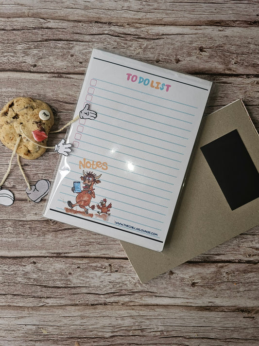 Chillax Lounge To-Do List Notepad – Quirky Cattle Art (Magnetic)